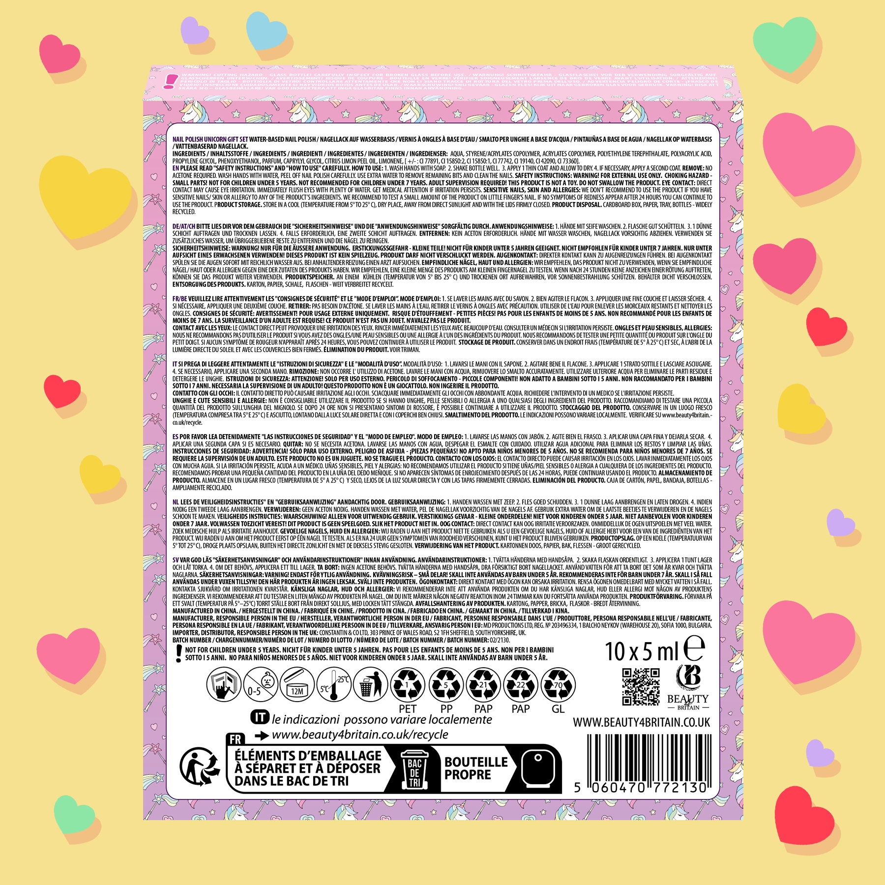 Unicorn Water Based Nail Polish Set